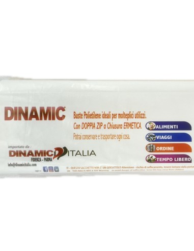 Dinamic 15 Buste Multiuso Con Zip Chiusura Ermetica - 25x20cm - Per Alimenti